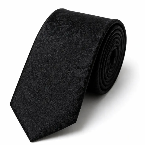 Czarny krawat paisley – elegancki wzór