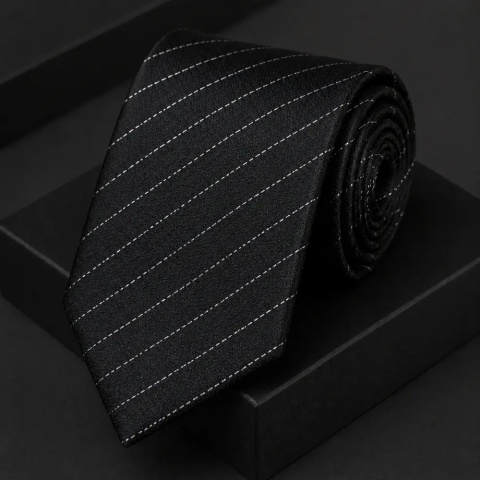 Czarny krawat w paski – elegancki model
